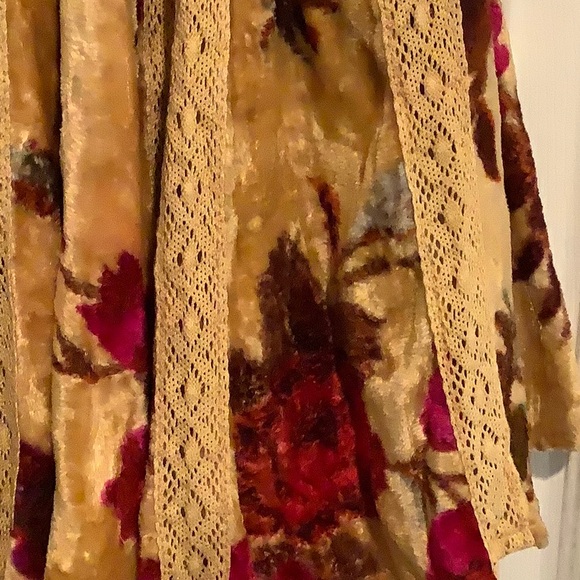 VINTAGE ALBERTO MAKALI Velvet Lace Pleated Boho Floral Skirt size 30 - Picture 5 of 9